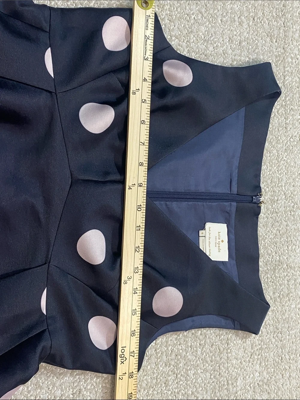kate spade Black Midi Dress with Pink Polka Dots Size 8
